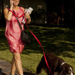 Nancy Campbell walking her dog