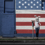 Personal project - White Rabbit: American Bunny posing in jeans and tank