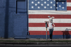 Personal project - White Rabbit: American Bunny posing in jeans and tank