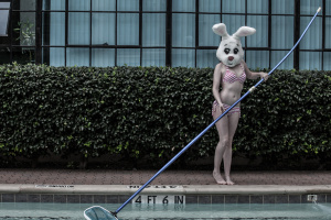 Personal project - White Rabbit: Cleaning the pool in a bikini