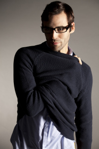 Male model with sweater and glasses for fashion shoot